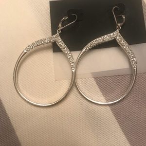 Teardrop hoop silver earrings